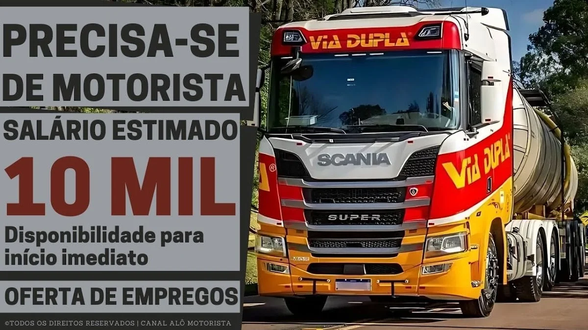 Via Dupla Transportes Oferece Salário de R$ 10.000 para Motoristas Carreteiros Experientes em Produtos Perigosos no Paraná: Vagas Abertas em Araucária e São Mateus do Sul