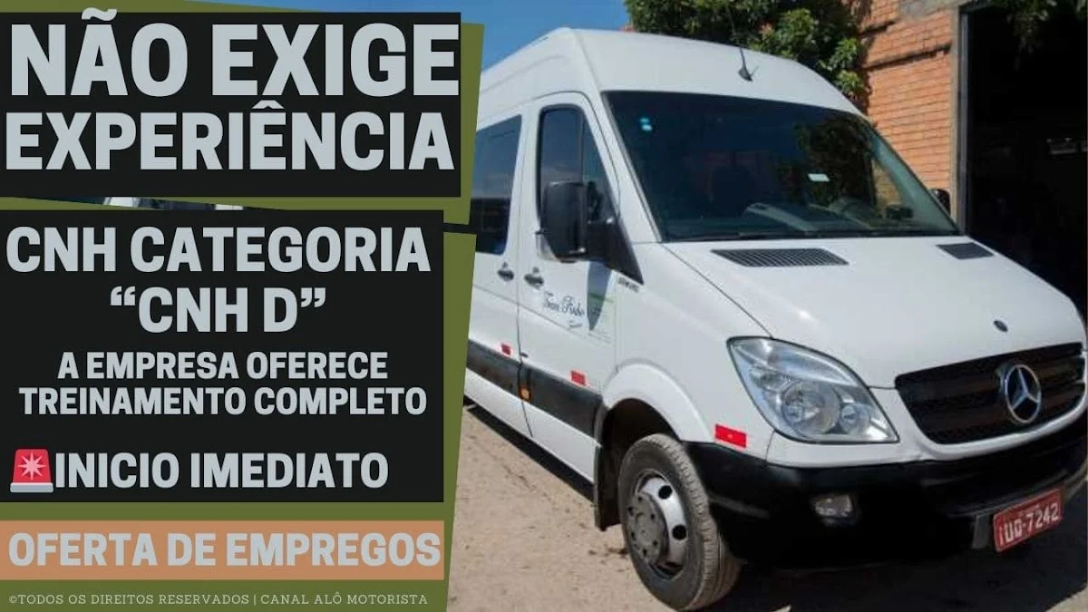 Oportunidade em Gravataí: Trans Pinho Contrata Motoristas de Van com CNH D, Sem Exigir Experiência Prévia e Oferecendo Treinamento Completo